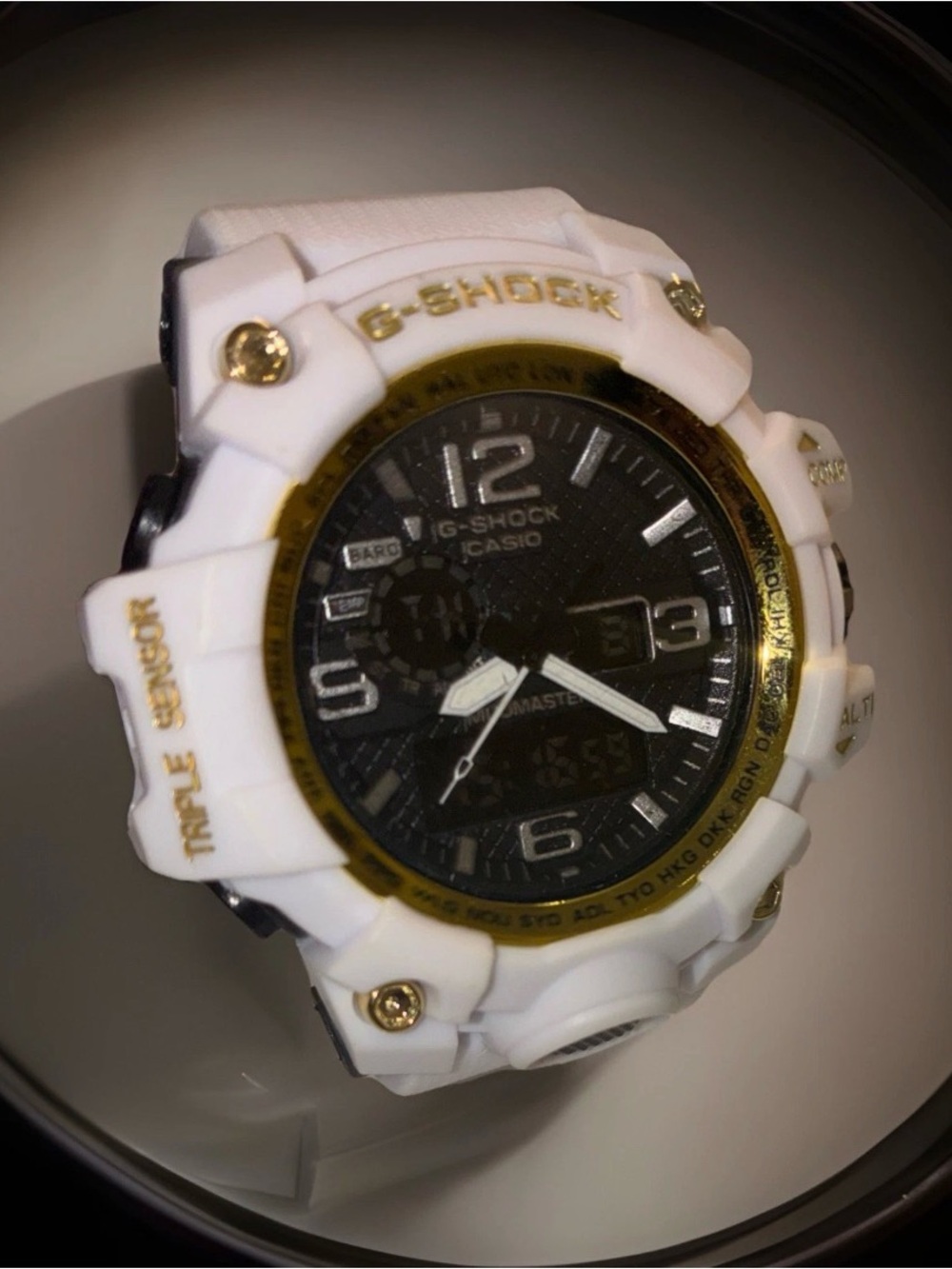 G-Shock White and Gold Analog-Digital Sport Watch